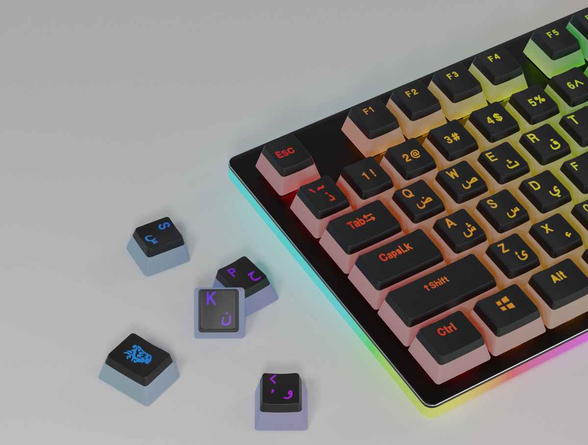 Black - Sarab Pudding Keycaps (Arabic/English) Layout – Camel Tech UAE